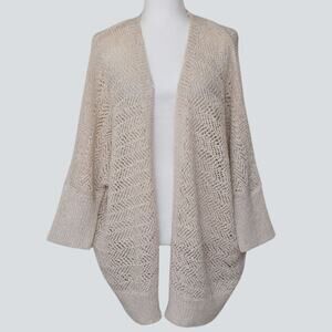 TAHARI  Loose Knit Cream Cardigan Size XL